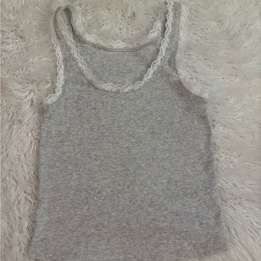 Grey Tank Top With White Trim